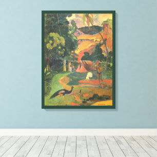 Impressão Em Tela Paisagem com Pavões por Paul Gauguin