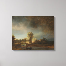 Impressão Em Tela Paisagem com uma Ponte de Pedra - Rembrandt - c163