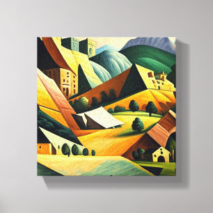 Impressão Em Tela paisagem cubista
