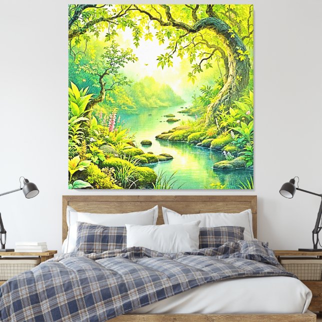 Impressão Em Tela Paisagem da Floresta Sunliente (Insitu(Quarto))