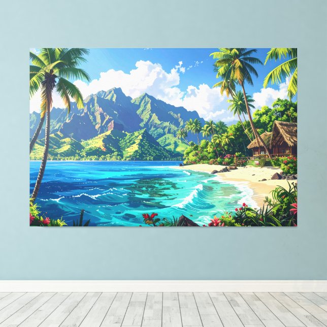 Impressão Em Tela paisagem da ilha do pacífico (Insitu(piso de madeira))