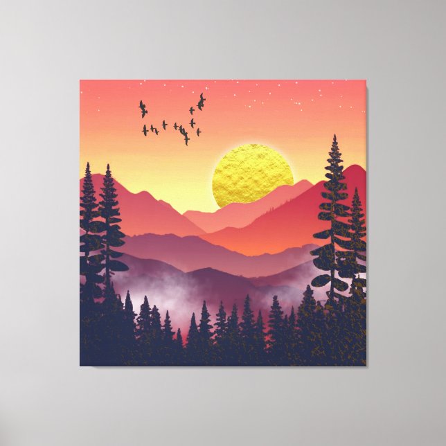 Impressão Em Tela Paisagem das Montanhas Crimson (Frente)