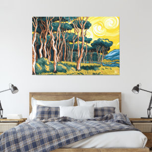 Impressão Em Tela Paisagem de Bosque ao Sol