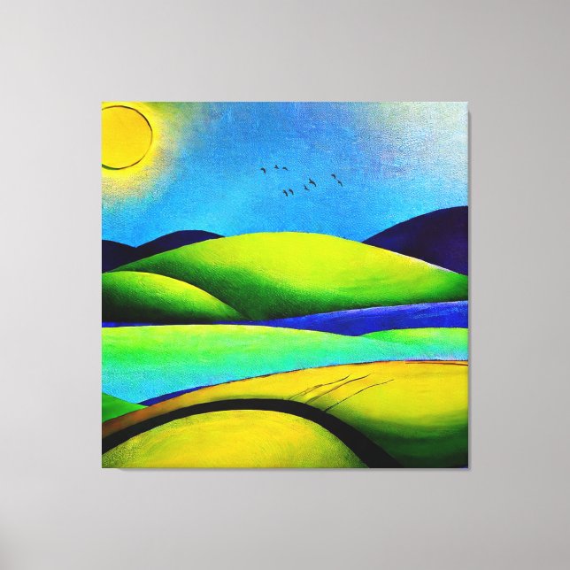 Impressão Em Tela Paisagem de Colinas Verdes (Frente)