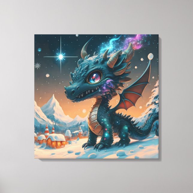 Impressão Em Tela Paisagem de inverno de Chibi Dragon Mystical (Frente)