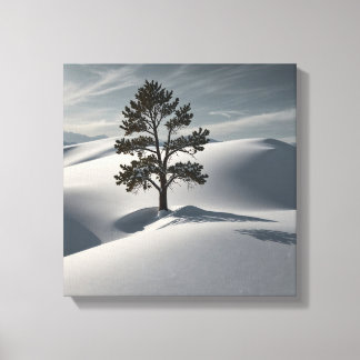 Impressão Em Tela Paisagem de inverno minimalista com uma árvore de 