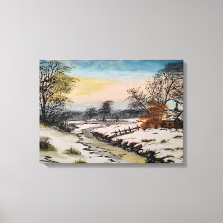 Impressão Em Tela Paisagem de inverno, pintura acrílica