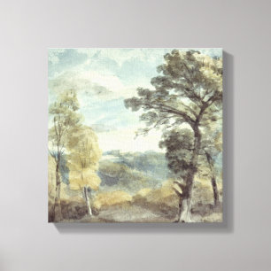 Impressão Em Tela Paisagem de John Constable   com árvores e um