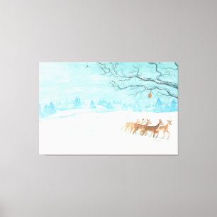 Impressão Em Tela Paisagem de neve do inverno Roe Deer