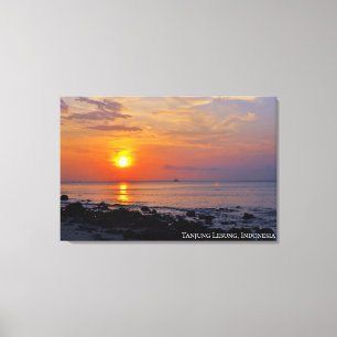 Impressão Em Tela Paisagem de viagem de praia de céu ao pôr do sol F