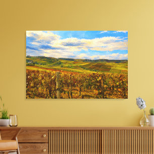 Impressão Em Tela Paisagem de Vinhedo de Piemonte em Tela Esticada