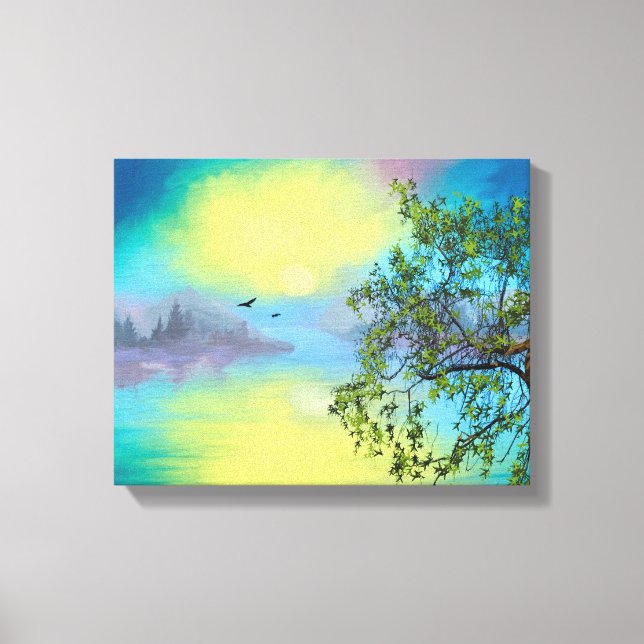 Impressão Em Tela Paisagem do Lago de Montanha Cênica (Frente)