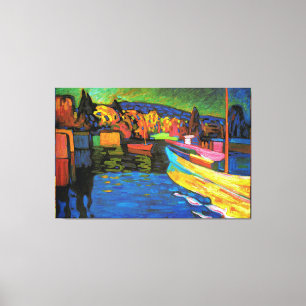 Impressão Em Tela Paisagem do outono com barcos