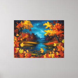 Impressão Em Tela Paisagem do Outono Noturno, Pasta de Óleo