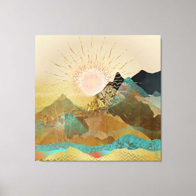 Impressão Em Tela Paisagem Dourada do Vista Metálico (Frente)