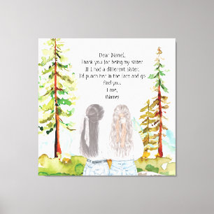 Impressão Em Tela Paisagem em Aquarela com 2 Meninas Mensagem Person