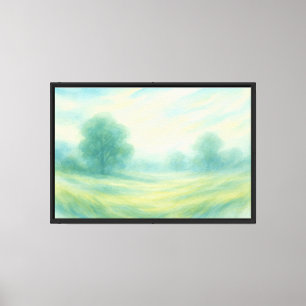Impressão Em Tela Paisagem em Aquarela de Pastéis Suaves