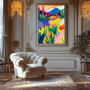 Impressão Em Tela Paisagem Floral Colorida no Estilo Fauvist