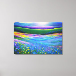 Impressão Em Tela Paisagem Floral Primavera Meadow Mountain Valley