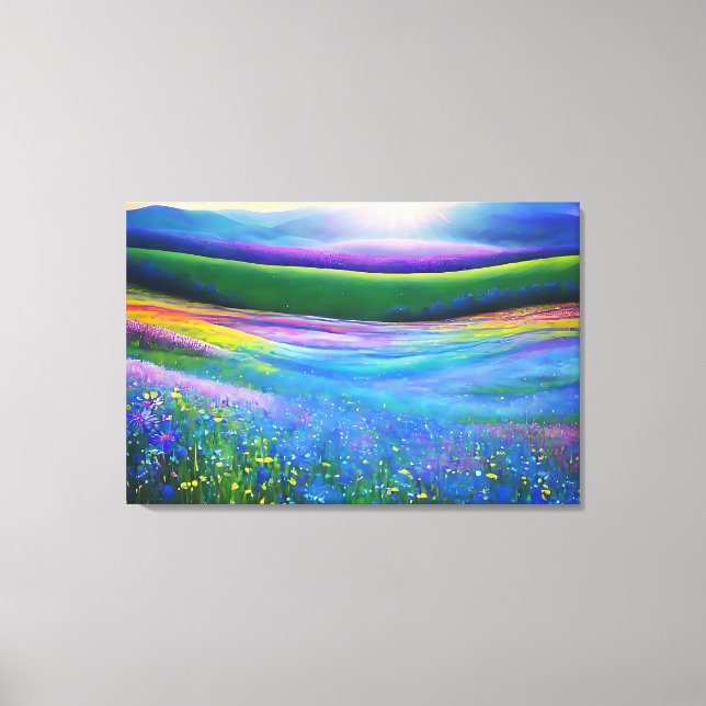 Impressão Em Tela Paisagem Floral Primavera Meadow Mountain Valley (Frente)