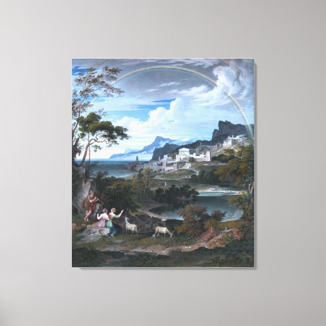 Impressão Em Tela Paisagem heróico com arco-íris (Frente)