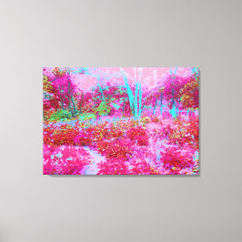 Impressão Em Tela Paisagem Impressionista de Jardim Vermelho e Rosa