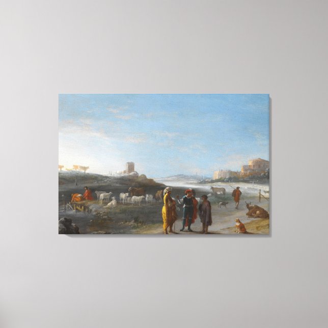 Impressão Em Tela Paisagem italiana com um subje não identificado (Frente)