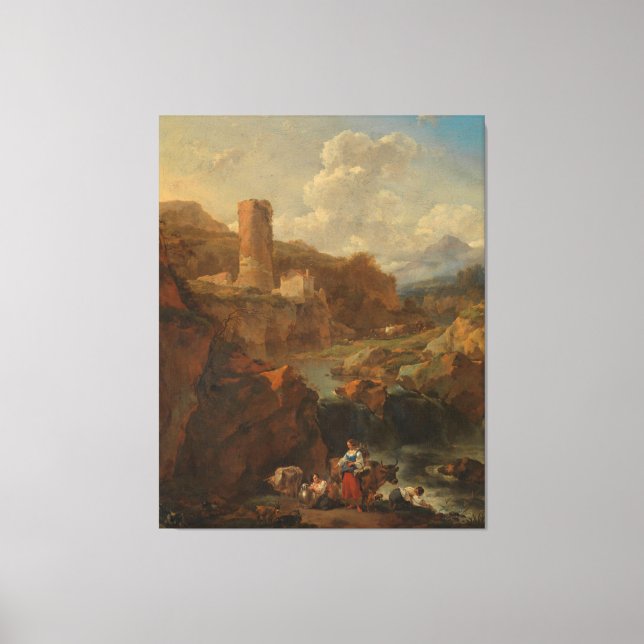 Impressão Em Tela Paisagem Italiana, Nicolaes Pietersz. Berchem, 165 (Frente)