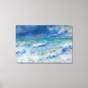 Impressão Em Tela Paisagem Marítima Azul de Renoir Pintura Impressio