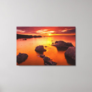 Impressão Em Tela Paisagem marítima laranja, pôr do sol, Califórnia