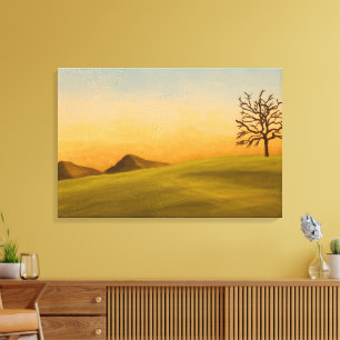 Impressão Em Tela Paisagem Minimalista com Árvore Despojada
