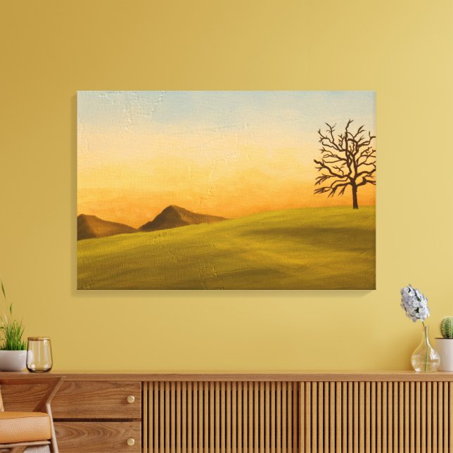 Impressão Em Tela Paisagem Minimalista com Árvore Despojada (Insitu(Sala de estar))