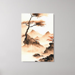 Impressão Em Tela Paisagem Minimalista Costeira Japonesa
