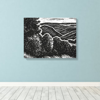 Impressão Em Tela paisagem monocromática preto e branco árvores