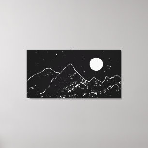 Impressão Em Tela Paisagem montanhosa, preto e branco