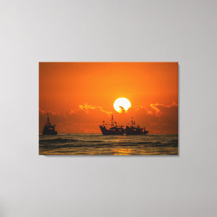 Impressão Em Tela Paisagem natural — Sunset com Barco