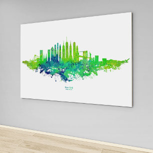 Impressão Em Tela Paisagem urbana da cidade de Nova York em aquarela