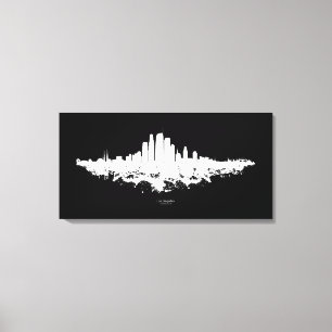 Impressão Em Tela Paisagem urbana de Los Angeles em aquarela