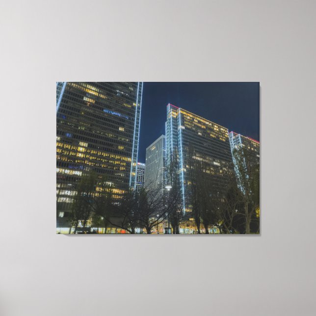 Impressão Em Tela Paisagem Urbana Iluminada à Noite (Frente)