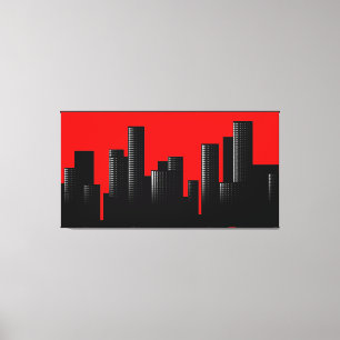 Impressão Em Tela paisagem urbana vermelha