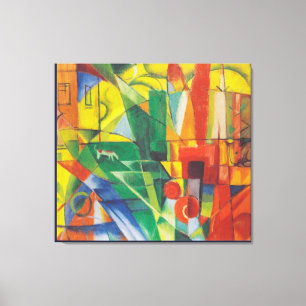 Impressão Em Tela Paisagem Vintage com Cachorro e Bovinos Doméstico