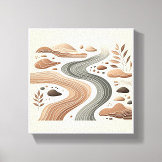 Impressão Em Tela Paisagem Zen Boho Minimalista - Rio Abstrato, St