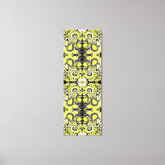 Impressão Em Tela Paisley Caleidoscope Amarelo e Preto (Frente)