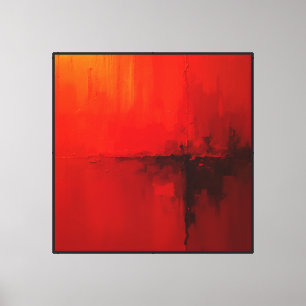 Impressão Em Tela Paixão Vermelha, Abstrato Laranja Vermelho