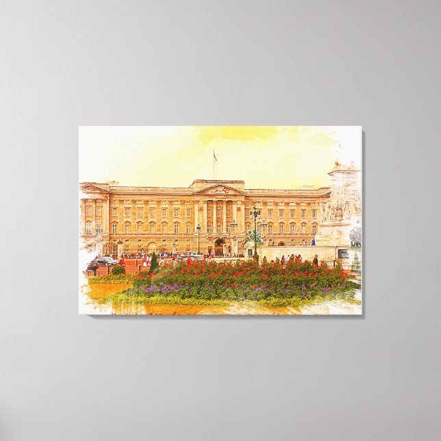 Impressão Em Tela Palácio de Buckingham — Pintura por Aquarela (Frente)