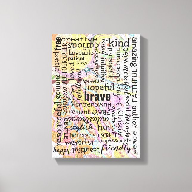 Impressão Em Tela Palavras de Colagem de Afirmação (Frente)