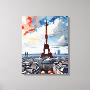 Impressão Em Tela Paleta Torre Eiffel Paris Tapeçaria 2