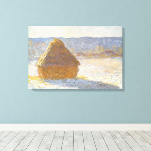 Impressão Em Tela Palheiro de Manhã, Efeito de Neve por Claude Monet