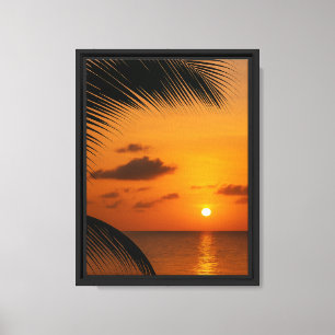 Impressão Em Tela Palm Sunset sobre o Mar Tropical Calmo