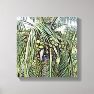 Impressão Em Tela Palm Tree deixa Caribe verde tropical